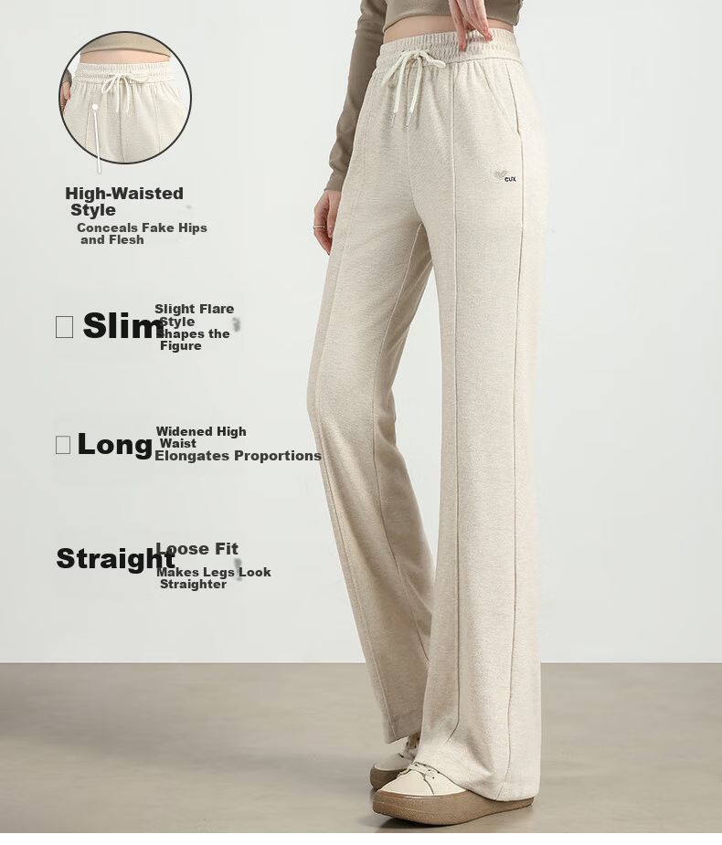 BOPRUIEY Women's Micro Flare Sweatpants, Spring And Summer 2026 Thin Style, Draping Slimming Mid-Rise Embroidered Flared Pants Casual Trousers for Wome 7