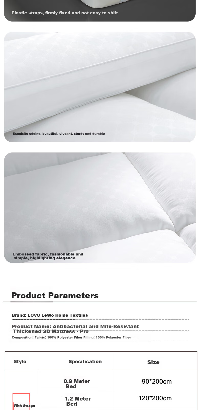 LOVO Luolai Life Antibacterial Mite-Resistant Mattress Thickened Tatami Mattress 1.2m Student Dormitory Bedding Pad 6