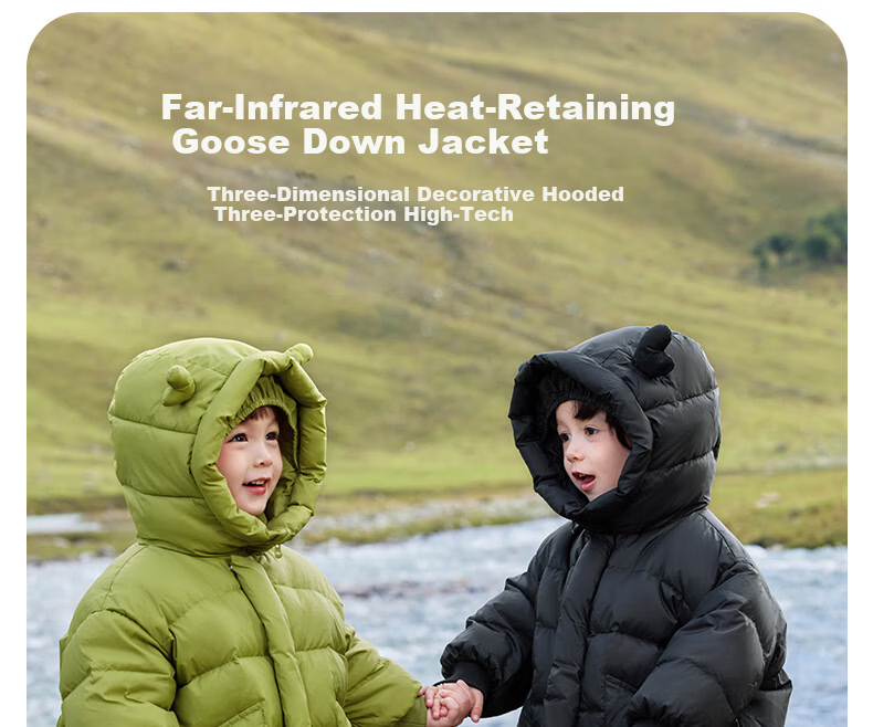 Ciciibear Boys' Goose Down Mid-Length Thickened Warm Winter Jacket for Kids 1