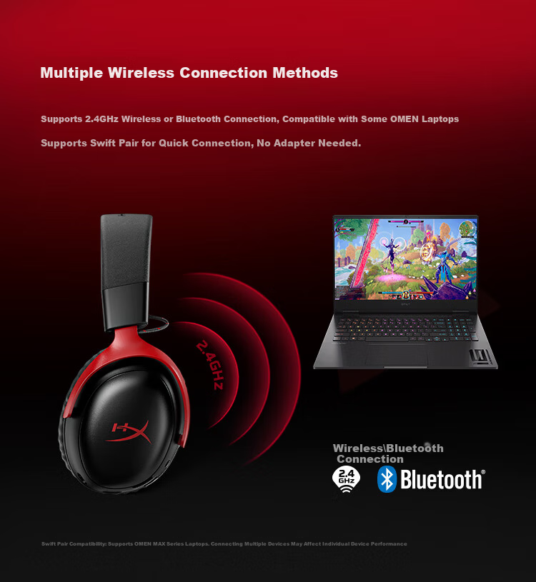 HYPERX Cloud III S Wireless Hurricane 3 Enhanced Edition Bluetooth Gaming Headset Hurricane 3S Black Red Over-Ear Esports Headphones Compatible with Call of Duty: Modern Warfare III 2