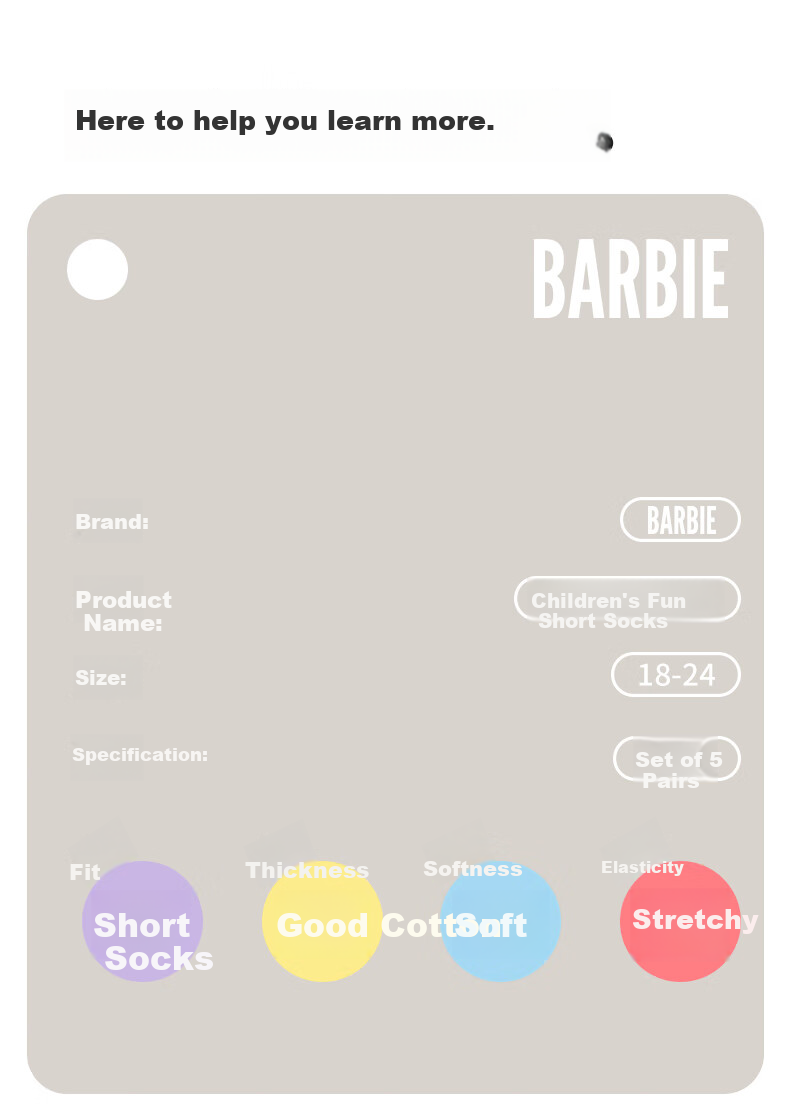 Barbie Children's Socks Spring and Autumn Boys Short Thin Cotton Socks Student Boys Mid-Calf Socks Large Kids Basketball Socks 9
