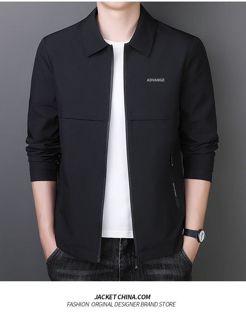 ROMON Men's Jacket, Spring And Autumn Business Casual Lapel Coat, Trendy Cadre Executive Jacket, Men's Clothing MK73 Black XL 14