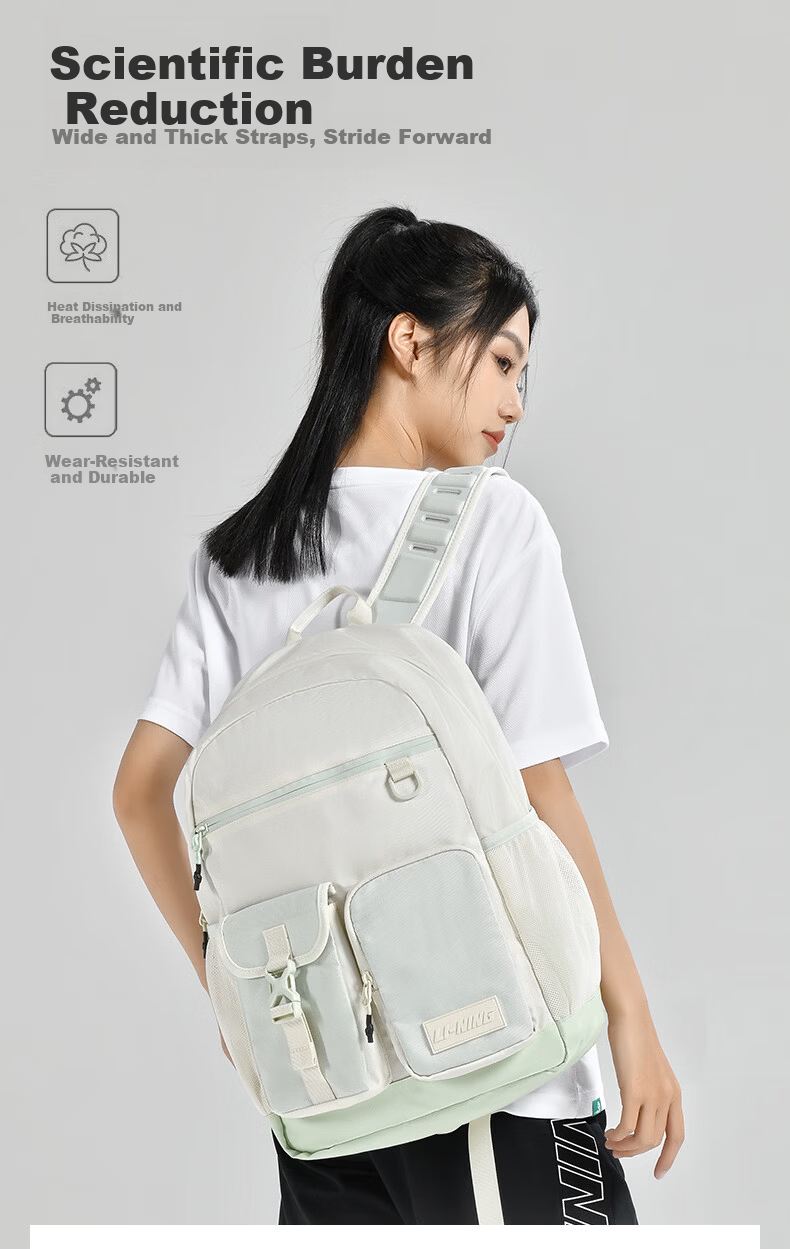 LI-NING Badminton Bag Unisex Multifunctional Large Capacity Backpack Sports Outdoor Travel School Bag Black 7
