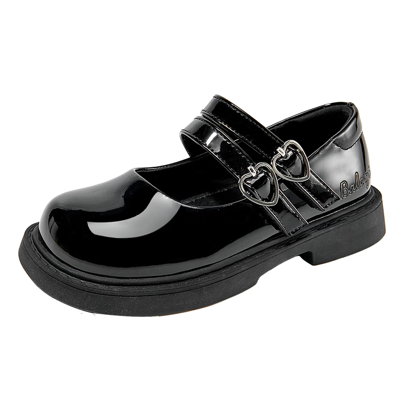 Balaqi Kids Girls Spring Autumn 2026 New Black Leather School Shoes Versatile BL3585 Black Size 33