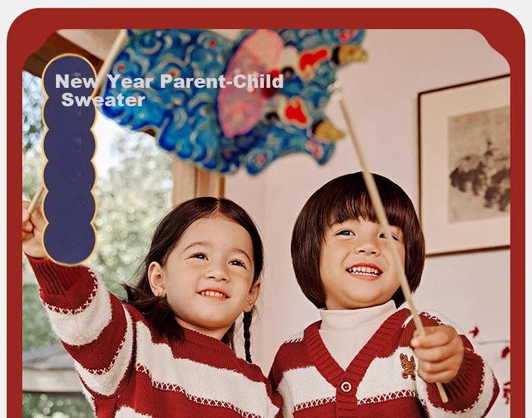 Ciciibear [Antibacterial, Anti-Static, Anti-Pilling] Baby Cardigan Sweater New Year Winter Style Thickened Warm Clothing Boys' Jacket 2