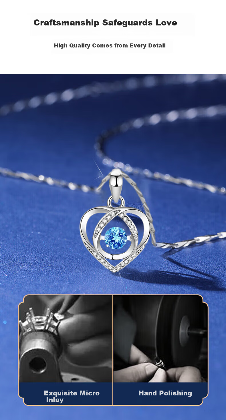 GLTEN Swarovski Zirconia 999 Sterling Silver Necklace Women's Pendant Luxury Birthday Gift for Girlfriend Wife 7