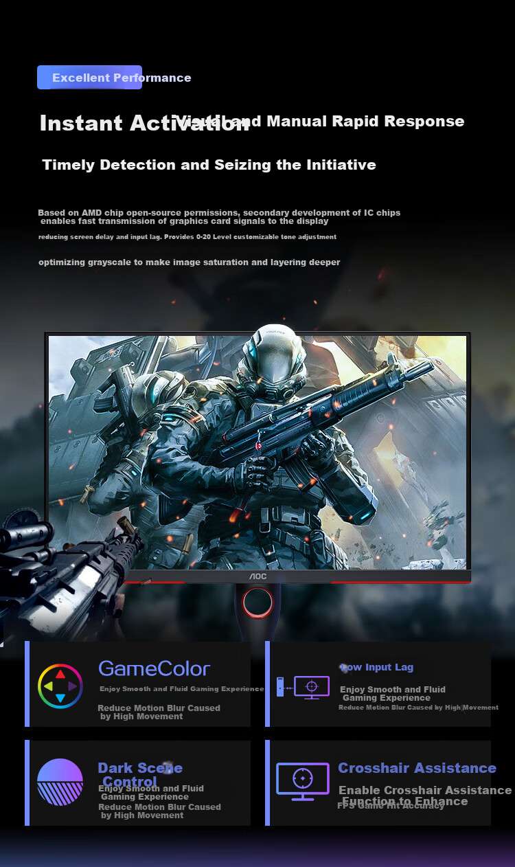 AOC 24.5-Inch 420Hz FastIPS LCD, 1ms Response Time, HDR400, Hardware Low Blue Light, Gaming And E-Sports Computer Monitor, Zeus Shield 25G 4K 6