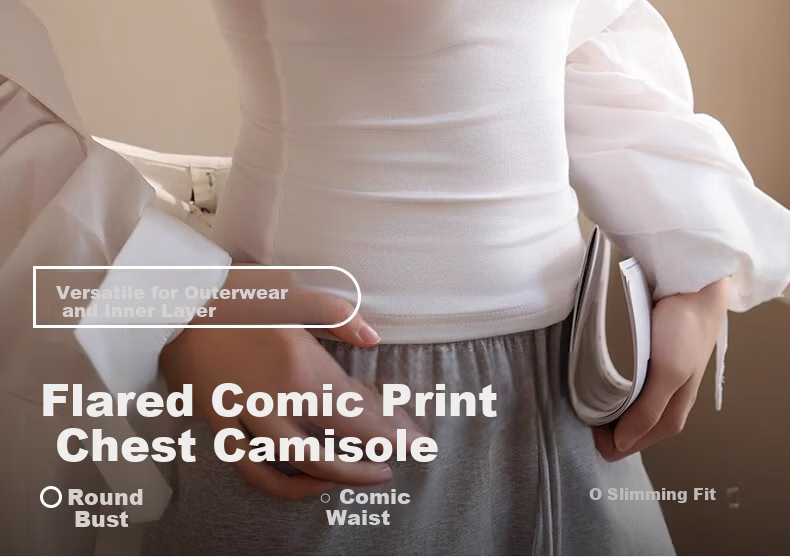 Woodpecker Comic Print Chest Padded Sleeveless Tank Top for Women Summer 2025 New Inner Wear Dark Heather Gray L 2