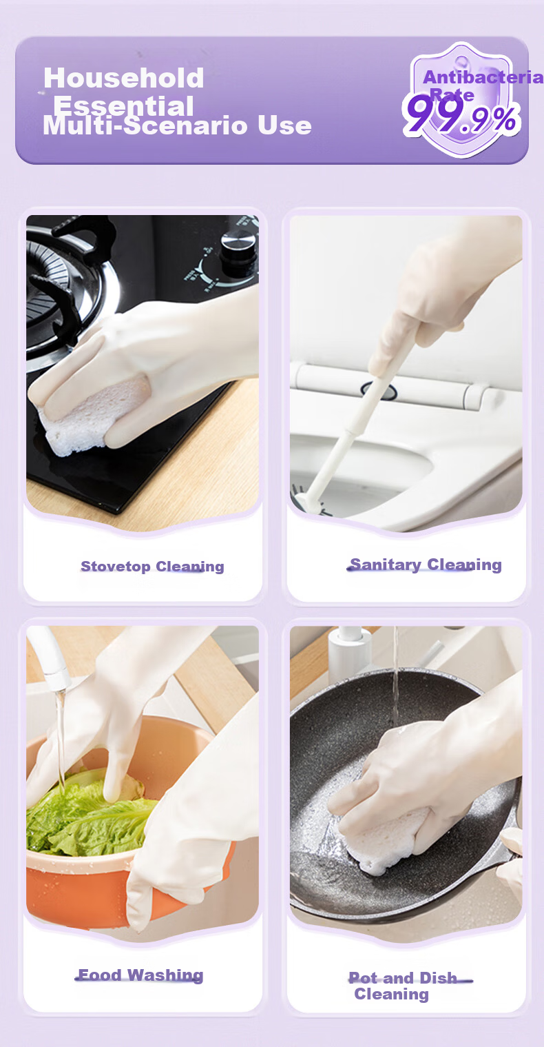 Nitrile Dishwashing Gloves for Women Durable Kitchen Cleaning Waterproof Rubber Latex Gloves 10