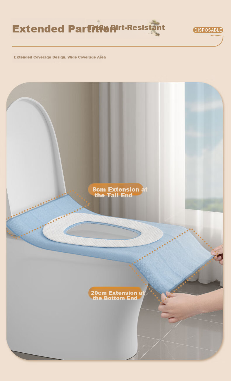 Baicaoyuan Disposable Toilet Seat Covers 7A Antibacterial Full Coverage Waterproof Travel Toilet Seat Covers Thickened Individually Packaged 30 Pieces 5