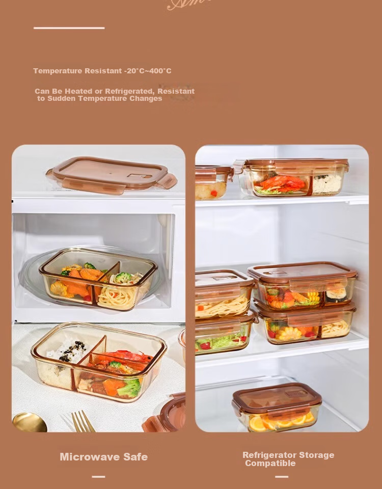 Xilekou Cilock Glass Lunch Box for Office Workers, Microwave-Safe Food Container, Large Capacity Insulated Bento Box, Single Pack 8
