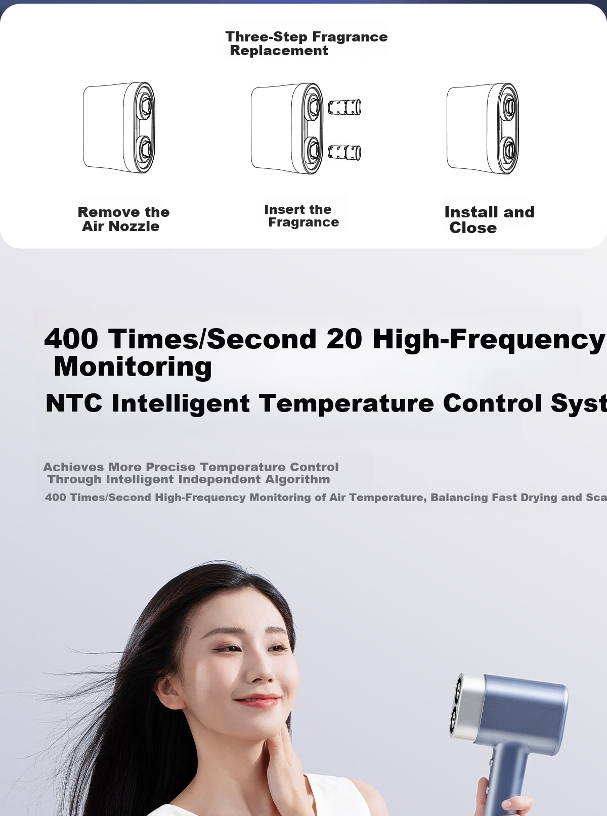 Tongsci F8 Plasma High-Speed Hair Dryer Dual Barrel Home Use Hair Care Quick Drying Strong Wind Power Damage-Free Hair Blow Dryer Birthday Anniversary Gift for Girlfriend Wife Practical Premium Gift B 26