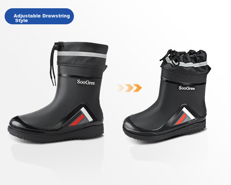 SooGree Men's Mid-Calf Waterproof Non-Slip Durable Rain Boots Outdoor Work Fashion Rubber Shoes 4