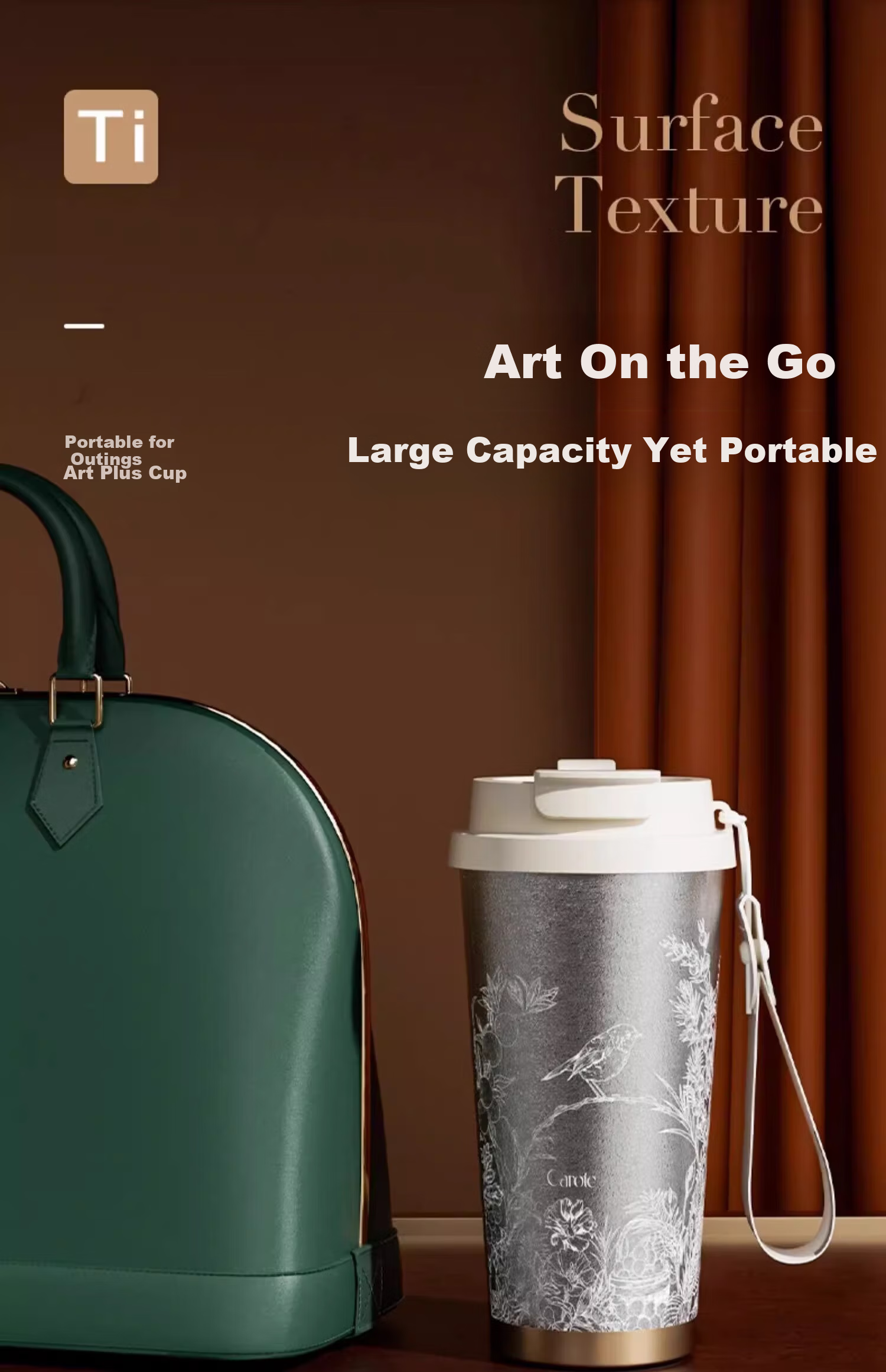 Carrot Pure Titanium Insulated Outdoor Portable Coffee Cup High-End Straw Water Bottle Large Capacity Titanium Cup Birthday Gift 20