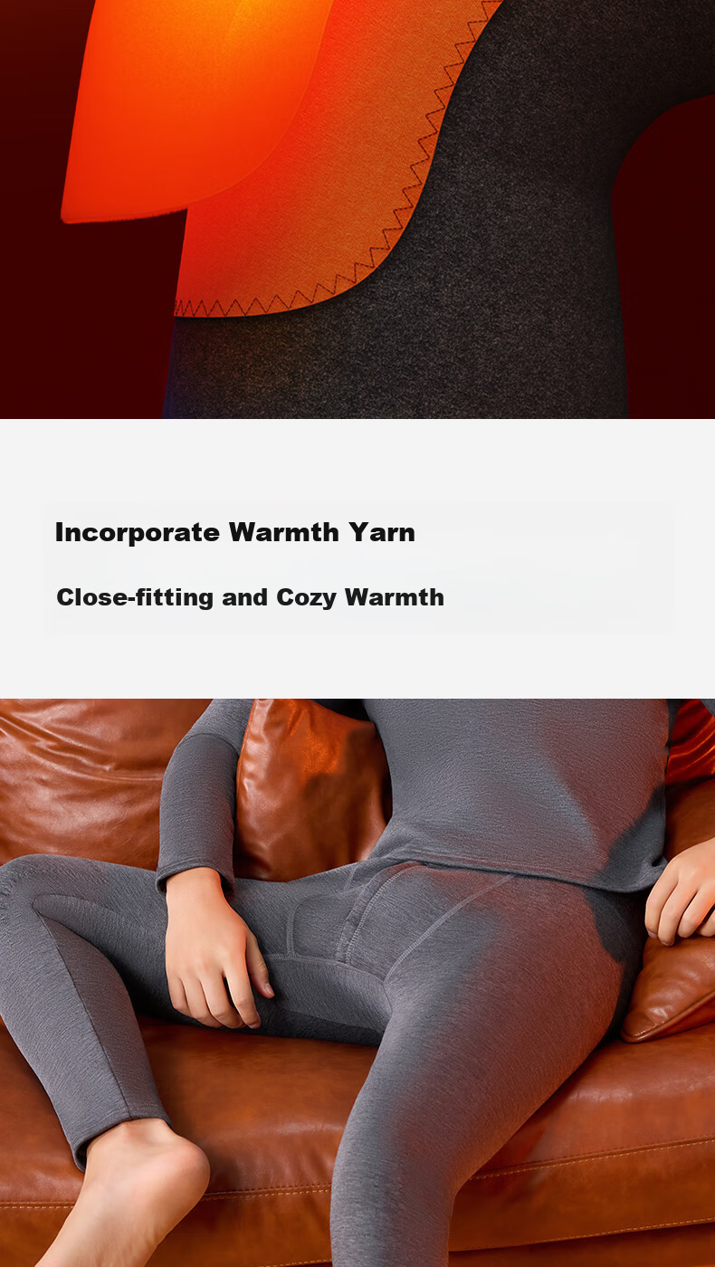 YOUKESHU Men's Thermal Underwear Set, Thickened Double-Layer Cashmere Silk Seamless Breathable Autumn Shirt and Pants 7