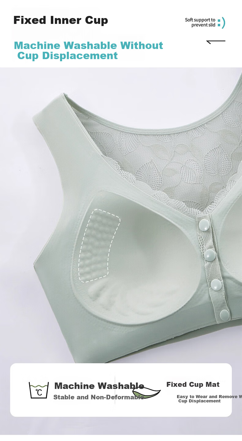 LangSha Women's Maternity Front Closure Bra Middle-aged and Elderly Vest Wireless Large Size Seamless Sports Bra Beautiful Back 5