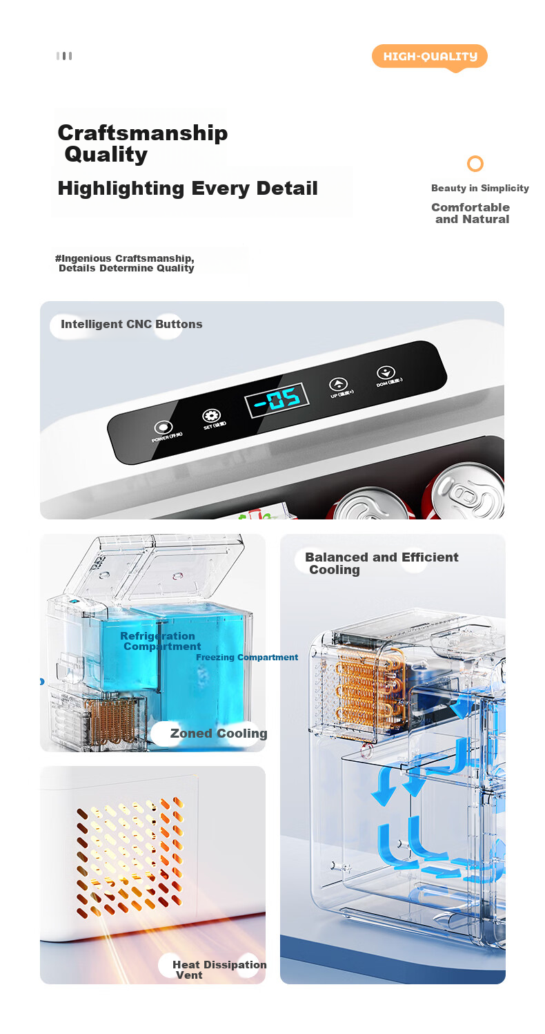 ChaoGuo Mini Refrigerator 26L Small Fridge Adjustable Temperature Dual Use for Car and Home Office Outdoor Travel Cooling and Freezing Freezer 5