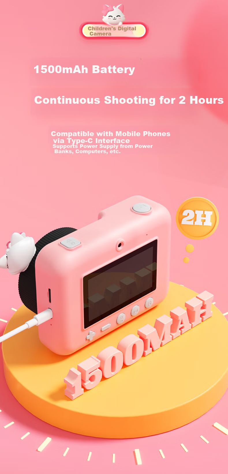 Mengduofu Kids Instant Print Camera Colorful Camera Toy Birthday Gift for Girls Students Age 8-12 17