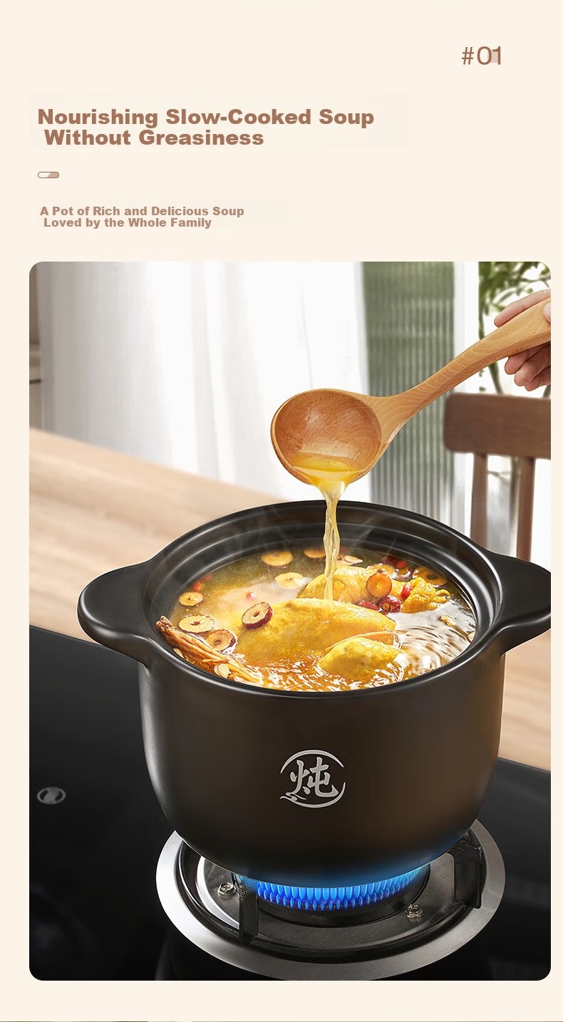 Royalstar Ceramic Clay Pot 3.3L Slow Cooker for Soup, Porridge, Stew, and Herbal Medicine Cooking 13