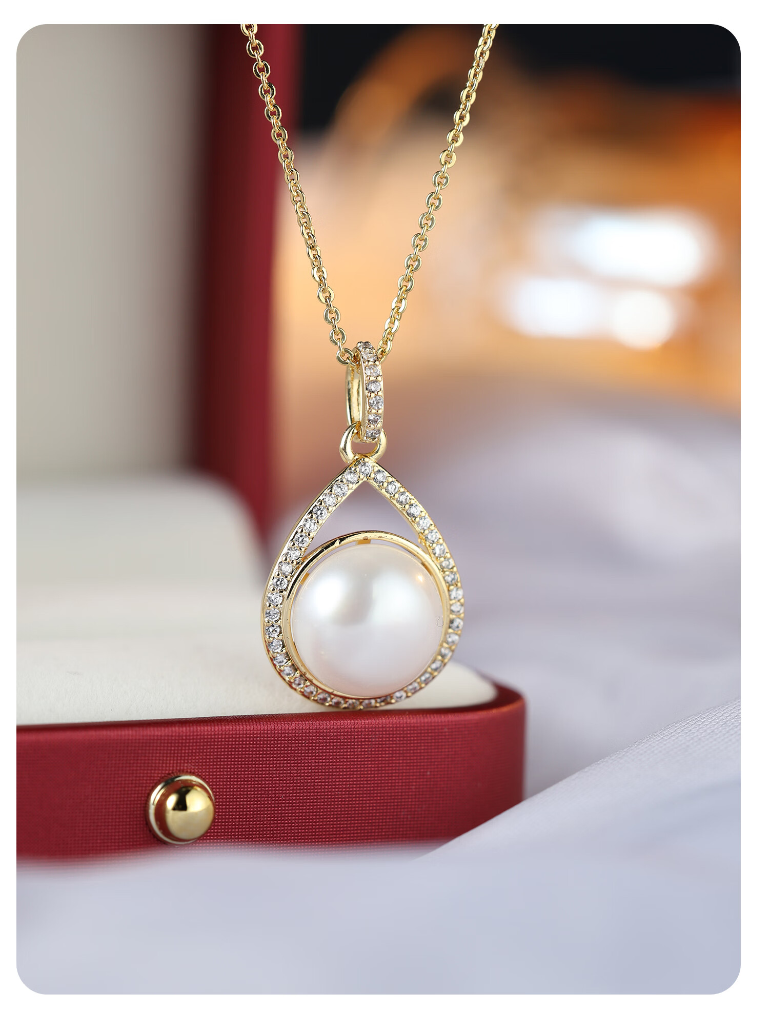 Demi Near Round 6-7mm with 8mm Red Agate Freshwater Pearl Necklace Pendant Birthday Gift for Girlfriend Wife 4