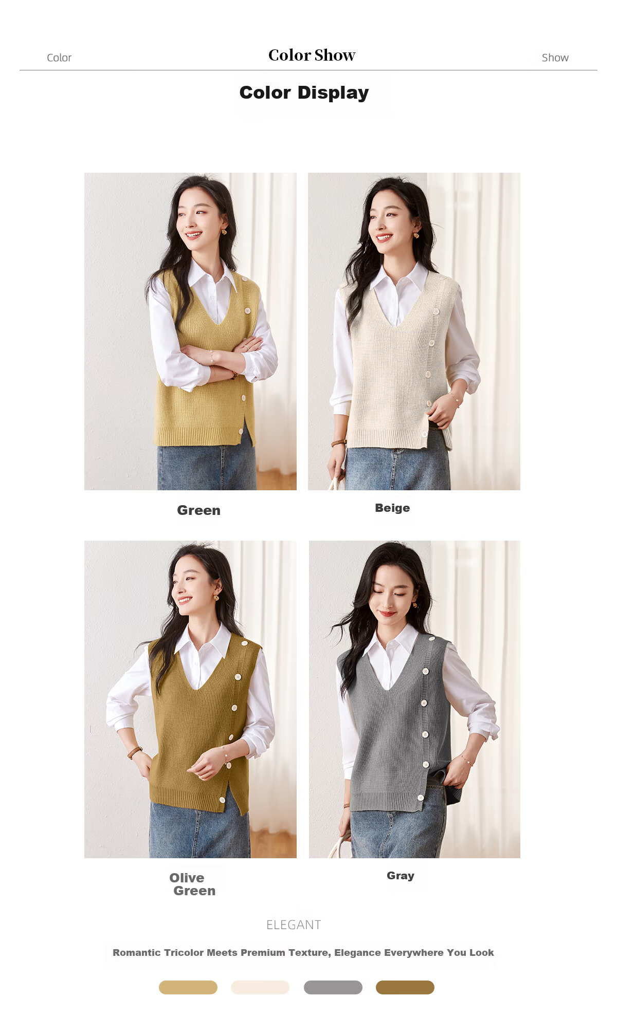 Chushen Spring and Autumn Women's Knitwear Fashion Versatile V-Neck Layered Knit Vest S141Z5023 7