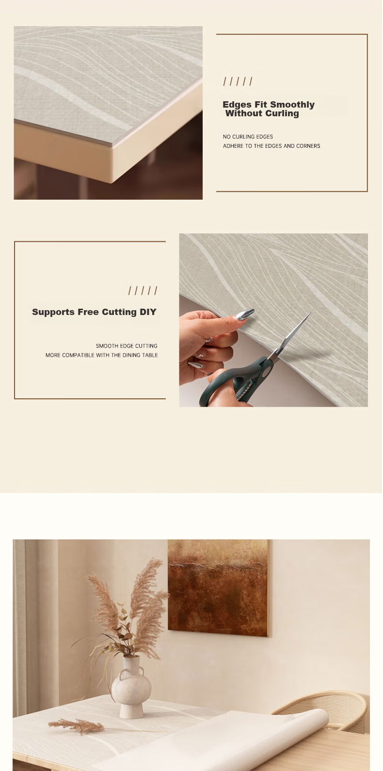 Fengliang Waterproof Oil-Resistant Thickened Table Mat Tablecloth Desktop Protective Mat Stain-Resistant Wash-Free Heat Insulation Coffee Table Desk Mat Customizable 8