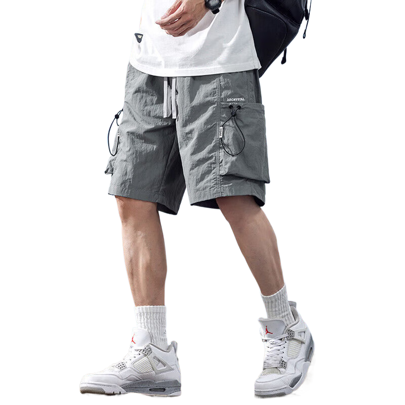 Jeanswest Men's American Casual Summer Lightweight Loose Cargo Shorts Quick-Dry Sports Ice Silk Knee-Length Pants