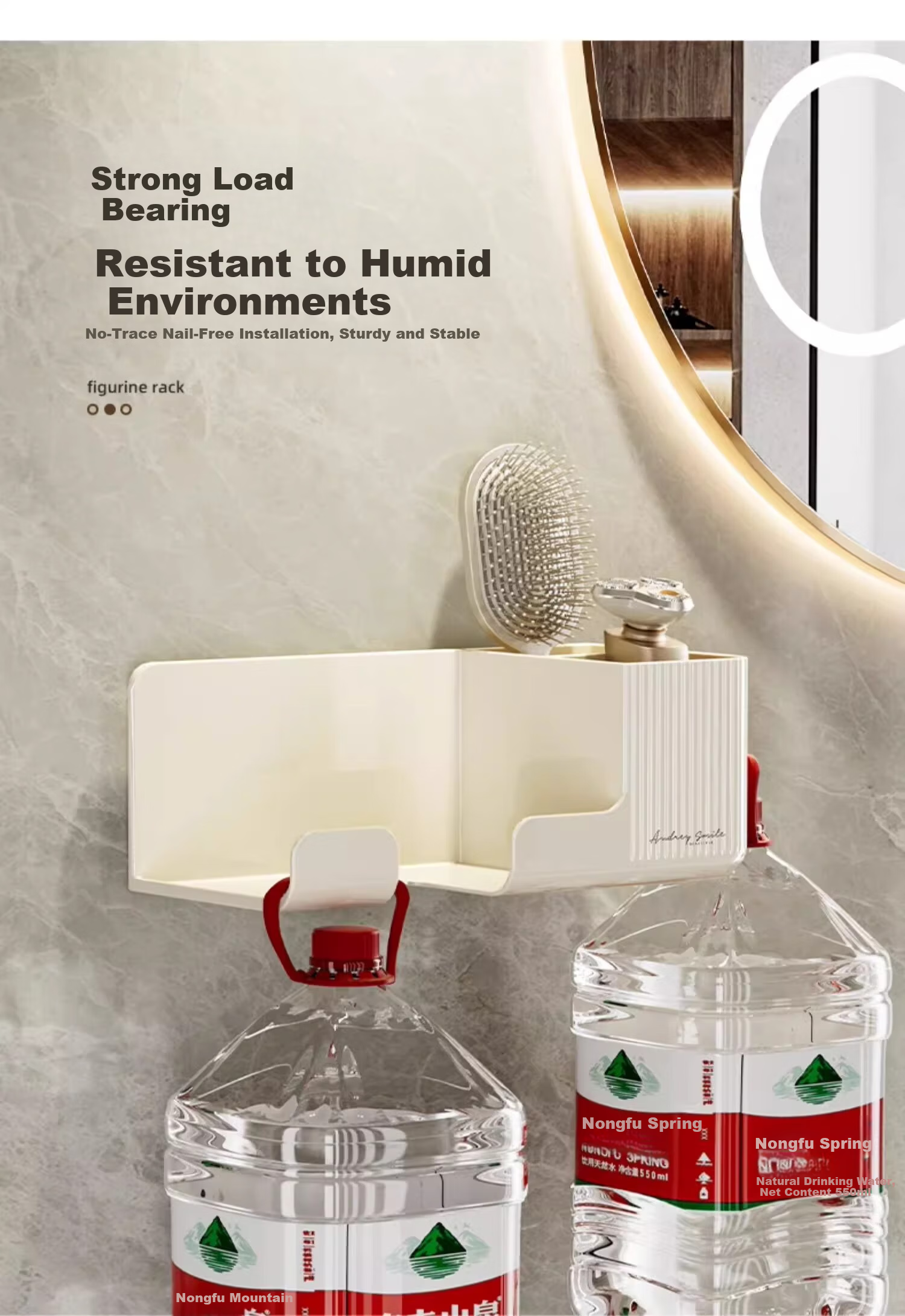 Bydoll Hair Dryer Storage Rack No-Drill Wall-Mounted Bathroom Hairdryer Holder Bathroom Hairdryer Organizer Shelf 6