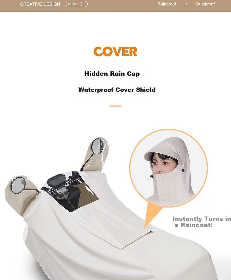 Beimei Women's Electric Scooter Raincoat Waterproof Full-Body Long Thickened Large Rain Poncho Cover 4