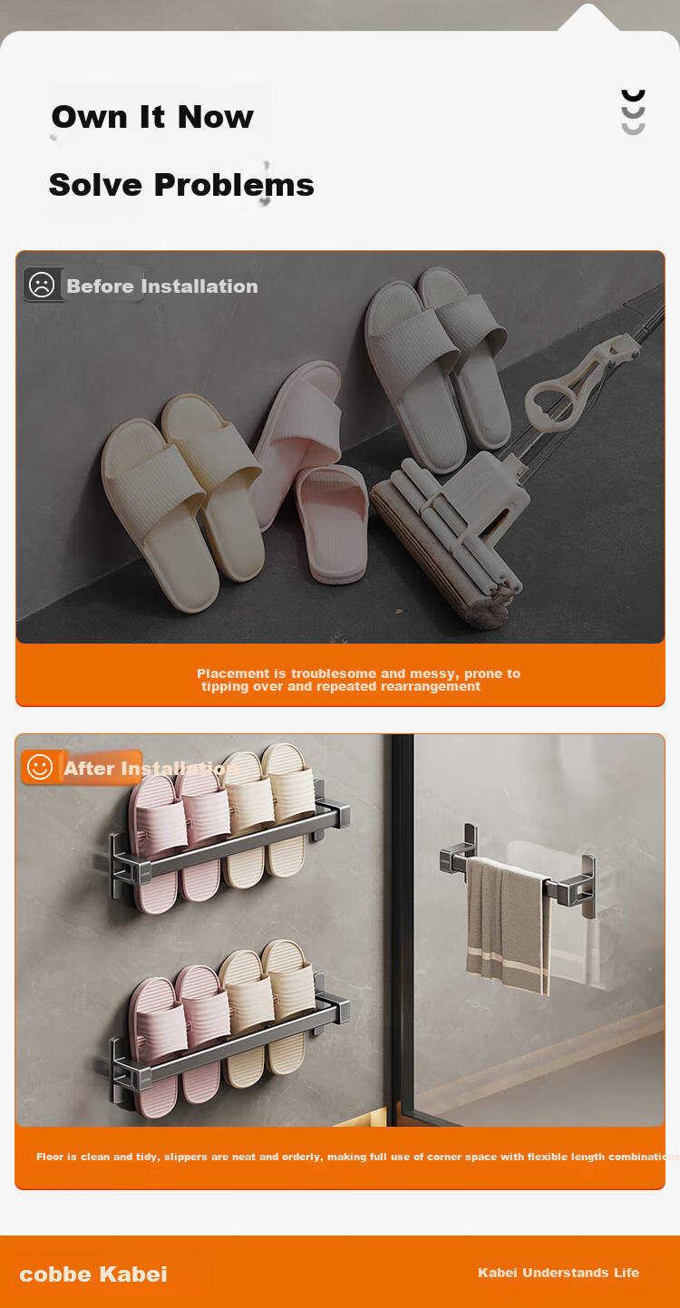 Cobbe Suction Cup Slipper Rack Bathroom No-Drill Wall-Mounted Shoe Storage Draining Organizer for Toilet 6