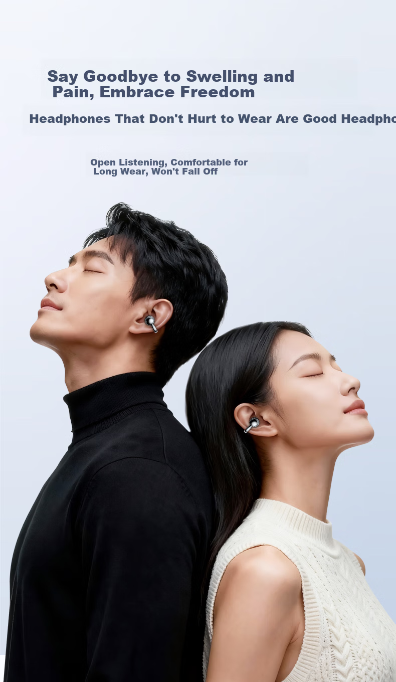 Zhiguozhe [2026 Latest Model - Berlin Sound] Bluetooth Clip-On Wireless Earphones, Non-In-Ear, Ear-Hook Design, Long Battery Life, Noise Cancelling, Sports Running Headset for Men and Women, Huaqiangb 3