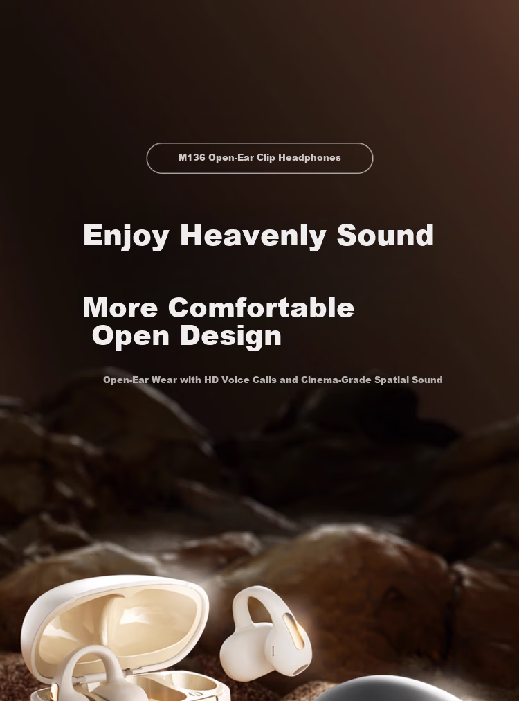Chuangu 2026 Latest Model | Panoramic Sound Bluetooth Bone Conduction Clip-On Wireless In-Earless Sports Running Music Noise Cancelling Long Battery Life Earphones 1