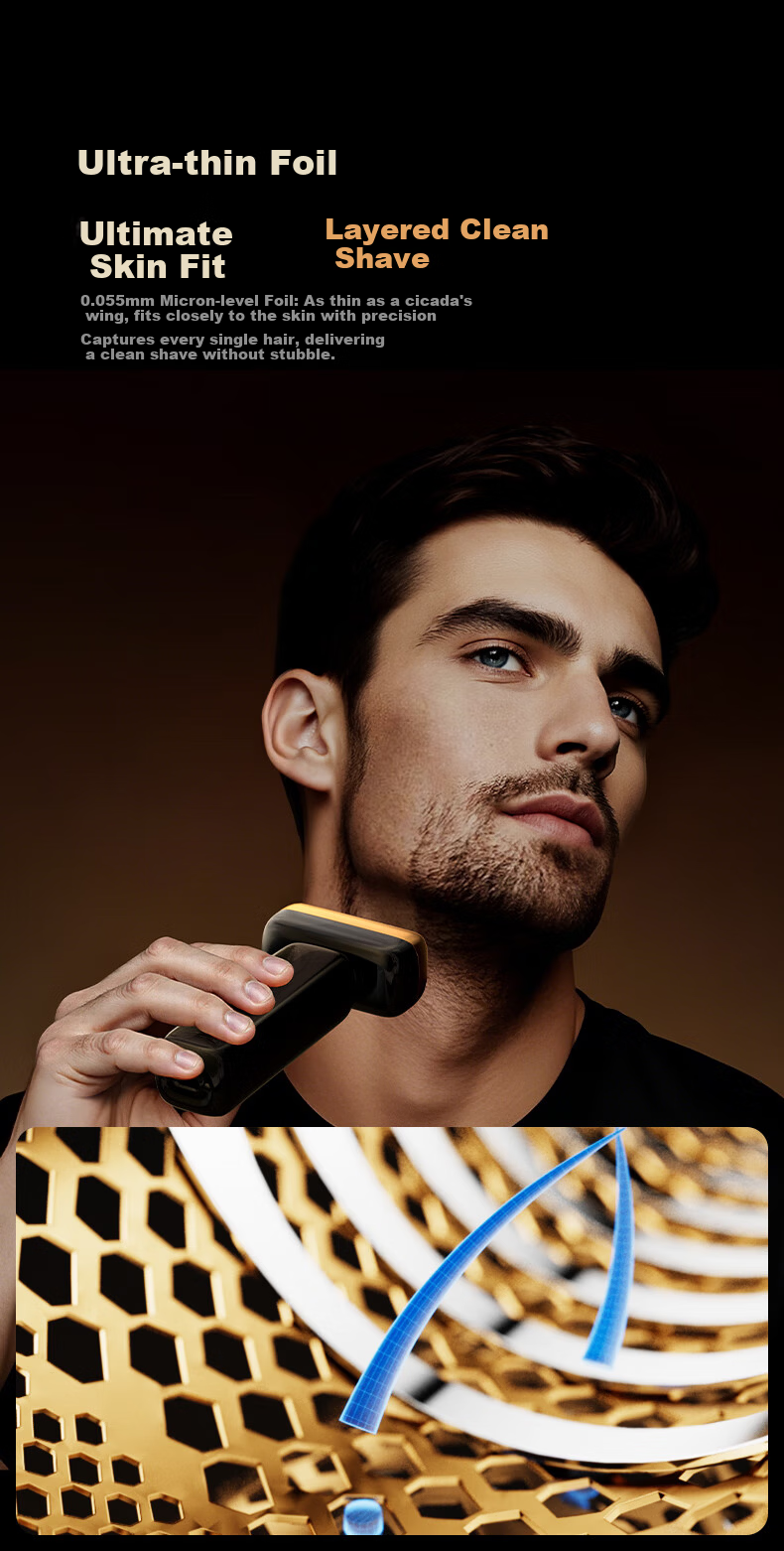 JEEP Electric Shaver Titanium-Coated Reciprocating Smooth Gear Golden Scepter Small Hammer Razor Fast Charging Head Fully Washable Gift for Dad Boyfriend Husband P3 Silver 7