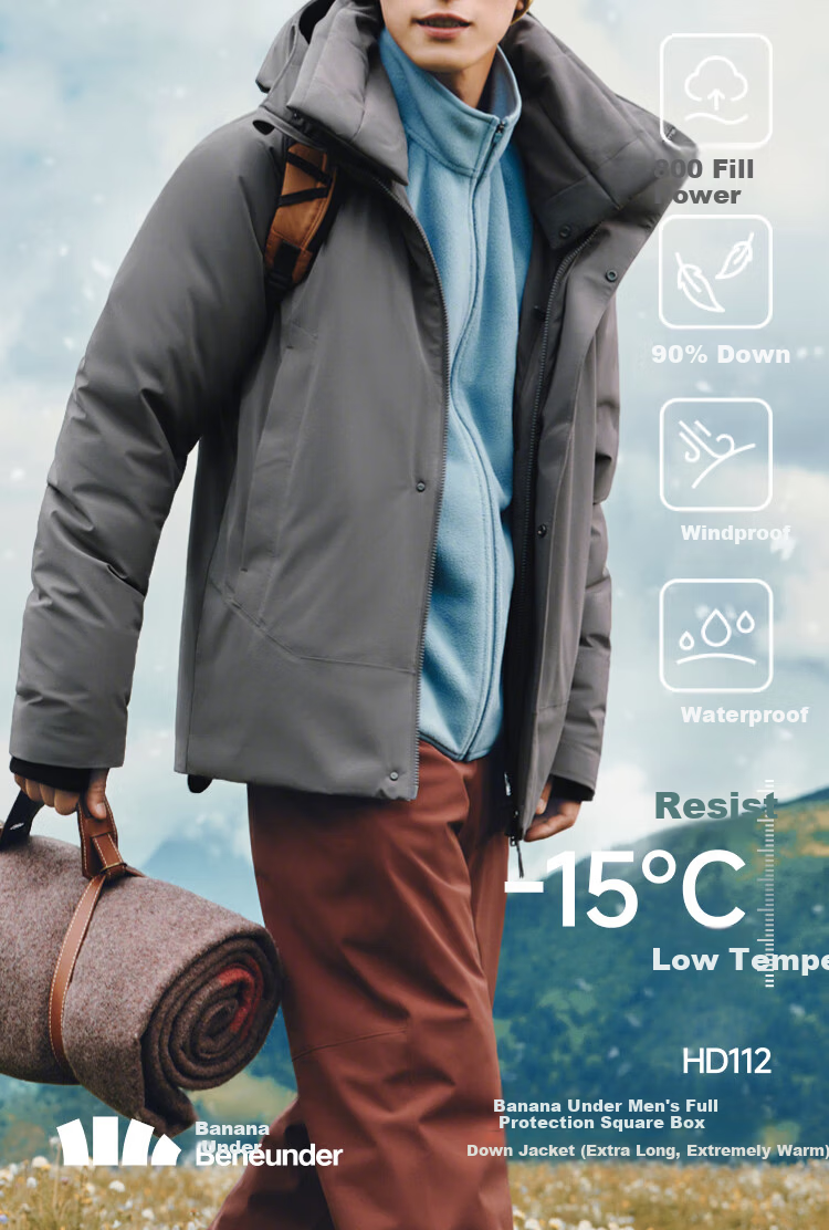 Beneunder Men's Down Jacket 2025 New Hard Shell Tactical Parka HD112 Graphite Gray 2XL 2