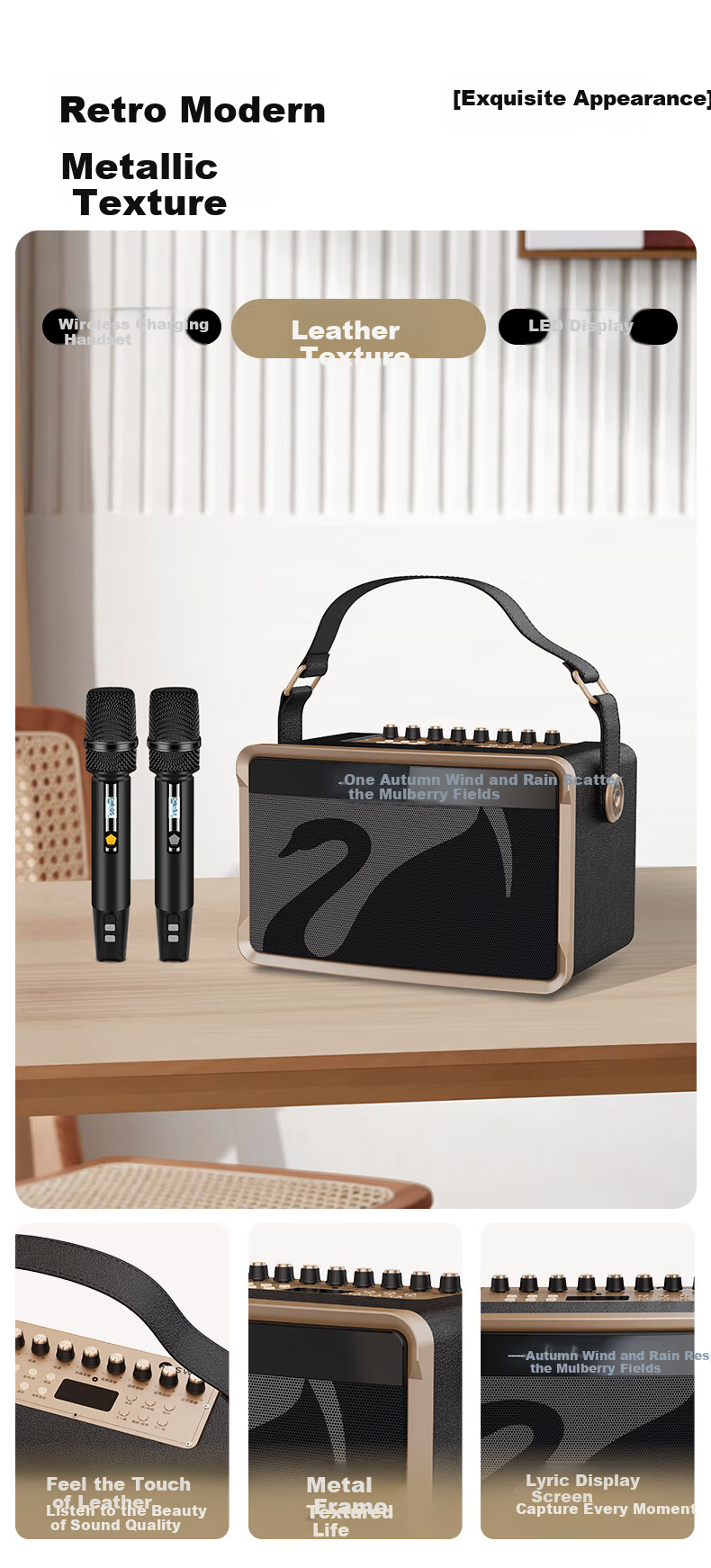 HiVi Portable Smart Bluetooth Speaker Outdoor High-Quality Sound Mobile Square Dance KTV Microphone Karaoke All-in-One Electro-Acoustic Guitar Folk Instrument Speaker MQ6 10