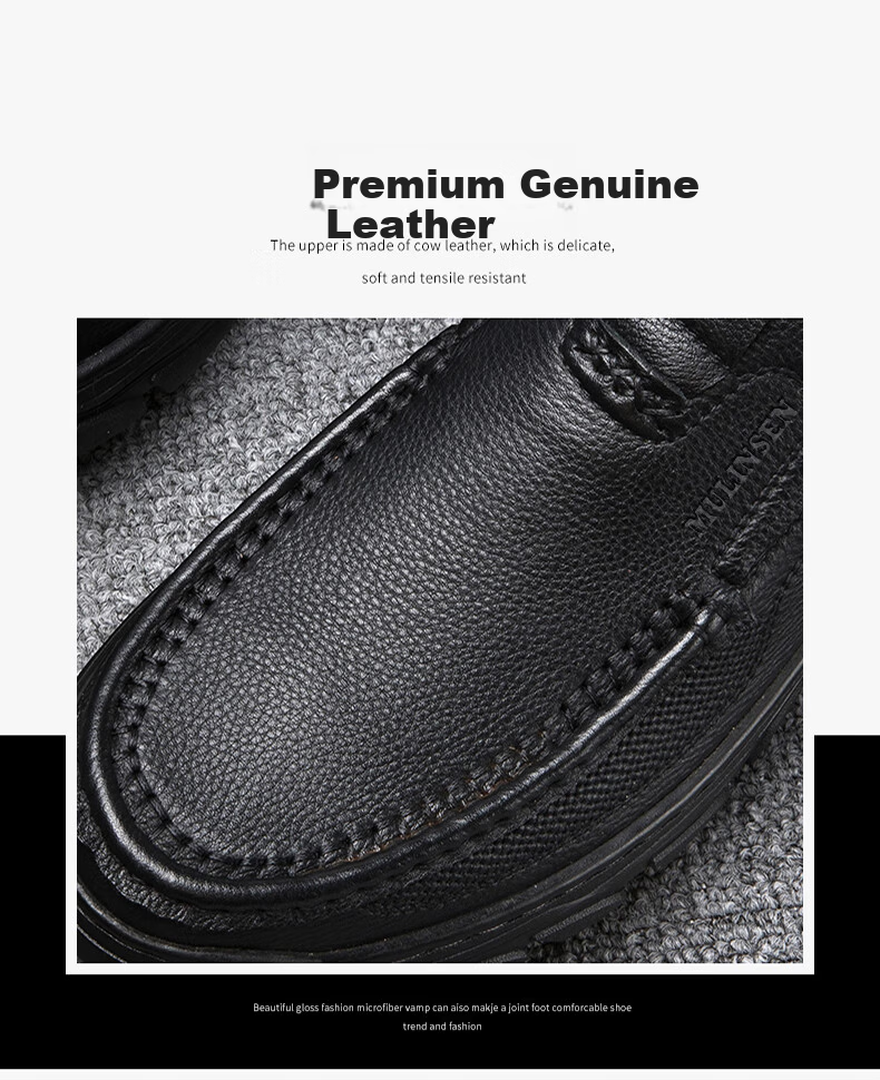 MULINSEN Men's First Layer Cowhide Business Casual Slip-On Thick Sole Durable Middle-Aged Dad Shoes 19215 6