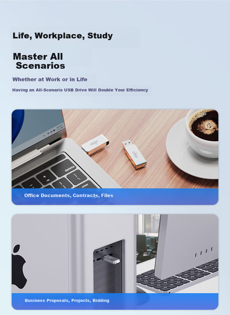 Aigo 256GB USB3.2 Gen 1 Flash Drive, High-Speed 150MB/s U331, for Business Learning, Computer Office Bidding, Car Use, Indicator Light, Large Capacity, Portable USB Drive 3