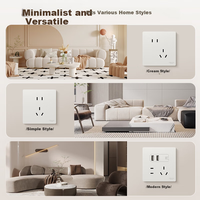 DELIXI Switch Socket No-Paint Cream Style Large Panel Wall Power Switch 825 Han Jade White Emergency Call Switch