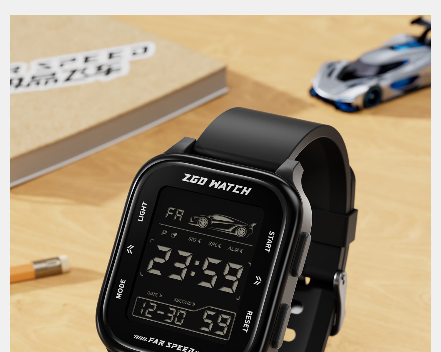 ZGO Men's Electronic Watch for Students, High School and Middle School, Luminous Waterproof Multifunctional Sports Digital Watch, Time Display Only 17