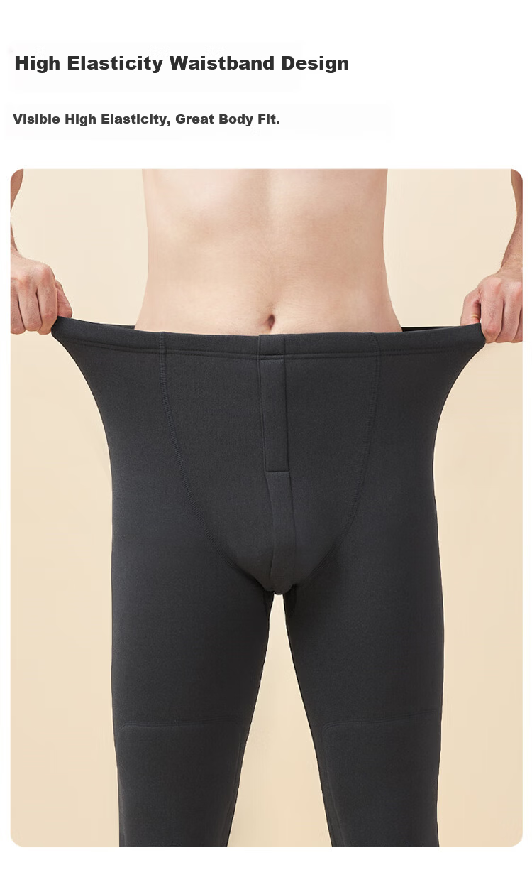 Me feeling Men's Thermal Pants Autumn Winter New Thickened Fleece Lined Wool Silk Knee Support Slim Fit Base Layer Pants Plus Size 9