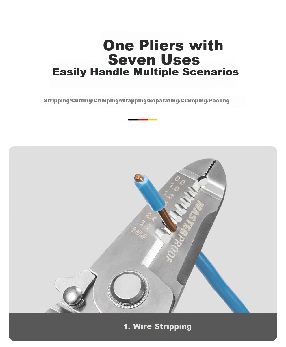 MASTERPROOF Multifunctional Wire Stripper Pliers Electrician Wire Stripping Pliers Crimping Pliers Wire Peeling Pliers Wiring Tool 5