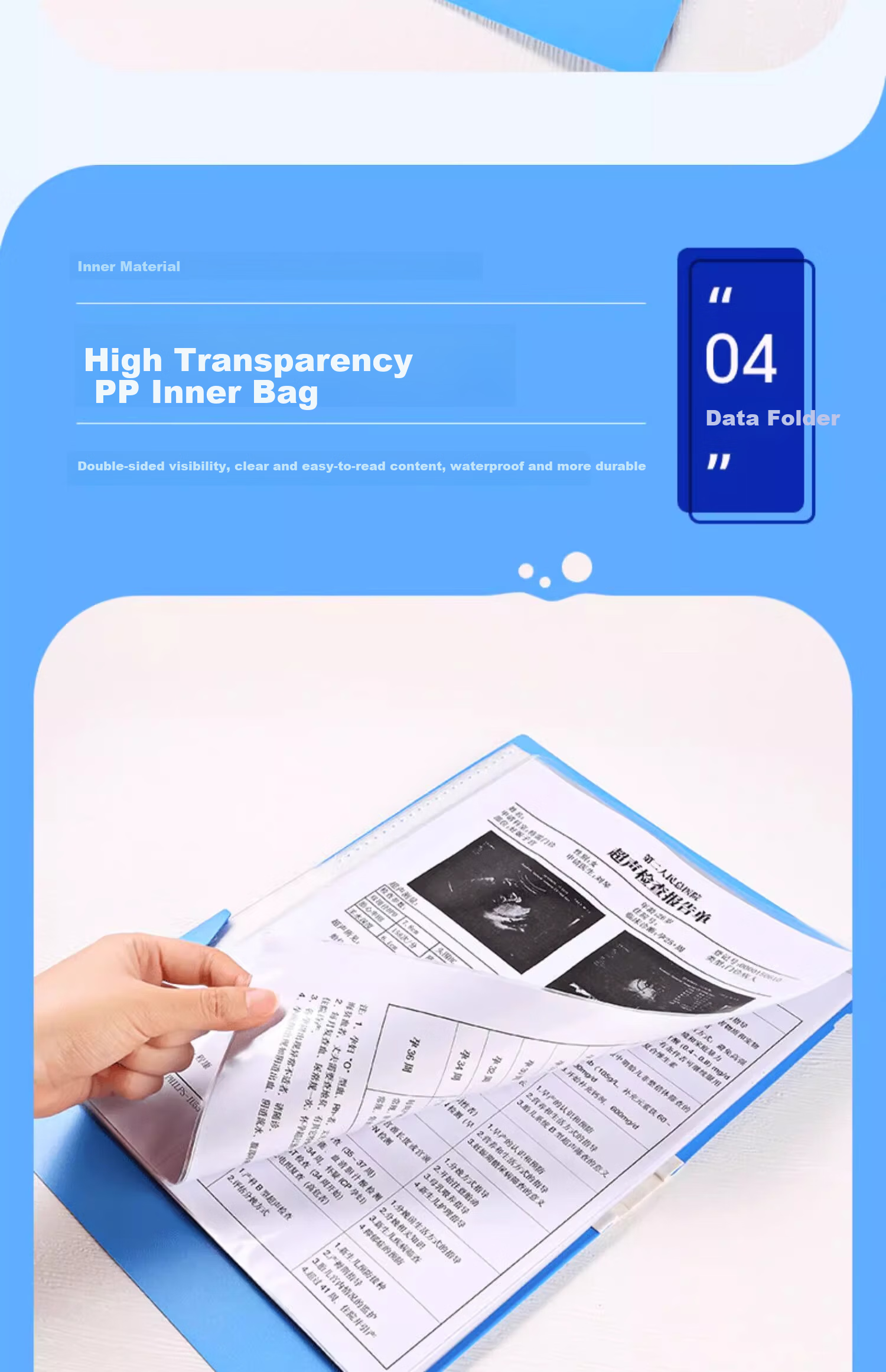 Jinggong Foldable A4 Document Organizer Exam Paper Storage Prenatal Checkup Report Medical Record Storage Jinggong Blue 5894M-GSBN02 5