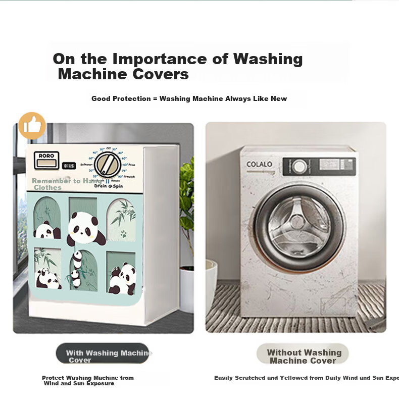 Gusenzhe Drum Washing Machine Cover Mat, Dust-Proof Countertop Pad, Waterproof Sun Protection Cover, Diatomaceous Earth Water-Absorbing Mat, Refrigerator Top Dust Cover, Bedside Cabinet Cover Cloth 60*60cm, Cute Panda 1