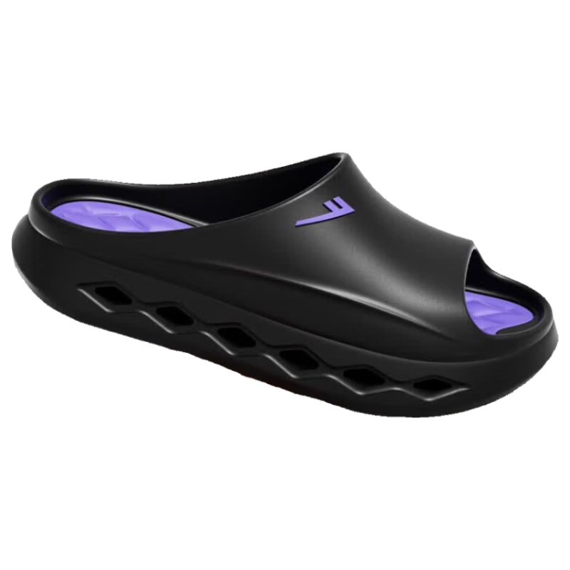 Huili Men's Slippers, Summer Outdoor Wear, Sports Slide Sandals, Comfortable, Non-Slip, Durable, Beach Sandals, Black And Purple, Size 44-45