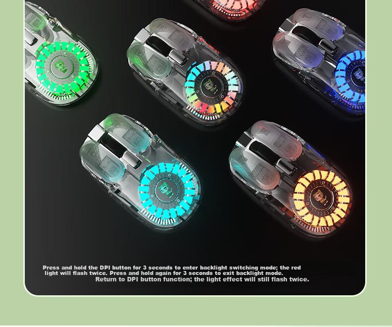 B.O.W Hangshi MD508L Transparent Backlit Wireless Bluetooth Dual-Mode Mouse Rechargeable Silent Ergonomic Universal Mouse for Laptop Home Office Titanium Silver 20