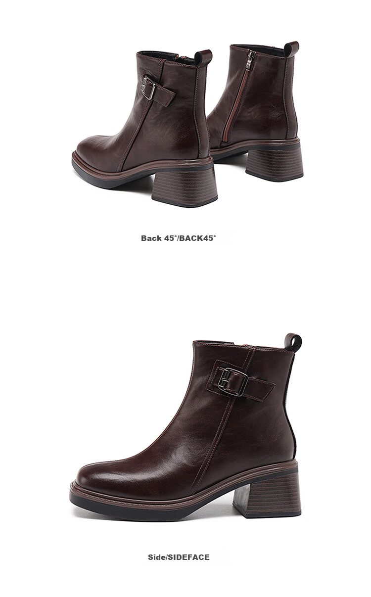 Red Dragonfly Women's Leather Durable Fashion Boots Stylish Versatile Soft Sole Lightweight Mom Short Boots WLC458101B Black Size 38 9