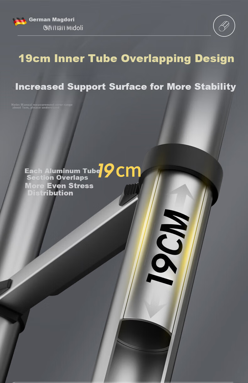 Midoli Telescopic Ladder Multi-Functional Household Folding Ladder Thickened Aluminum Alloy Adjustable Engineering Ladder Eight-Leg A-Frame Ladder 5.5m 9