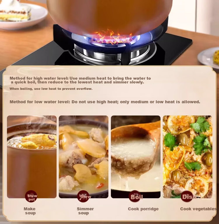 Pearson Unglazed Flat Clay Pot Soup Cooker Gas Stove Earthenware Stew Pot Household Traditional Health Soup Pot Stewing Pot 5L 9
