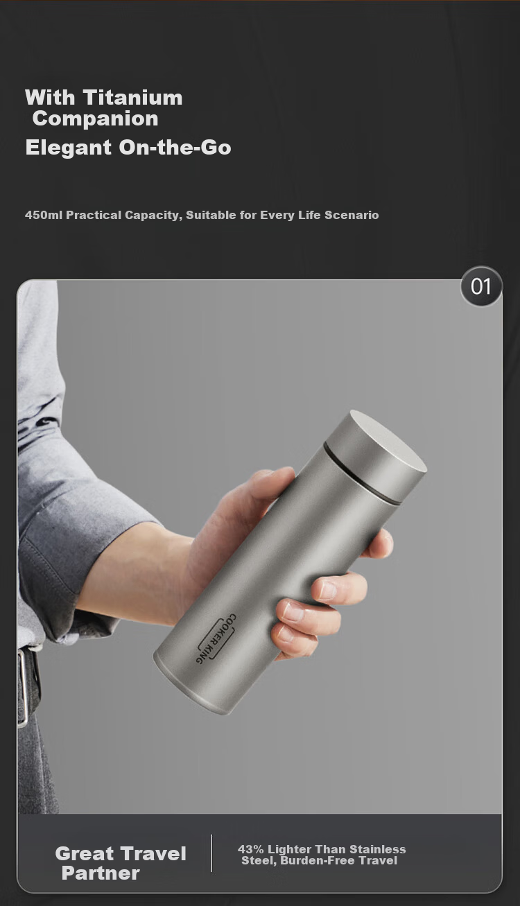 COOKER KING Titanium Cup Gift Box Set, Pure Titanium Insulated Mug, Stylish Water Bottle And Coffee Cup, 520ml, Iris Secret Realm 11