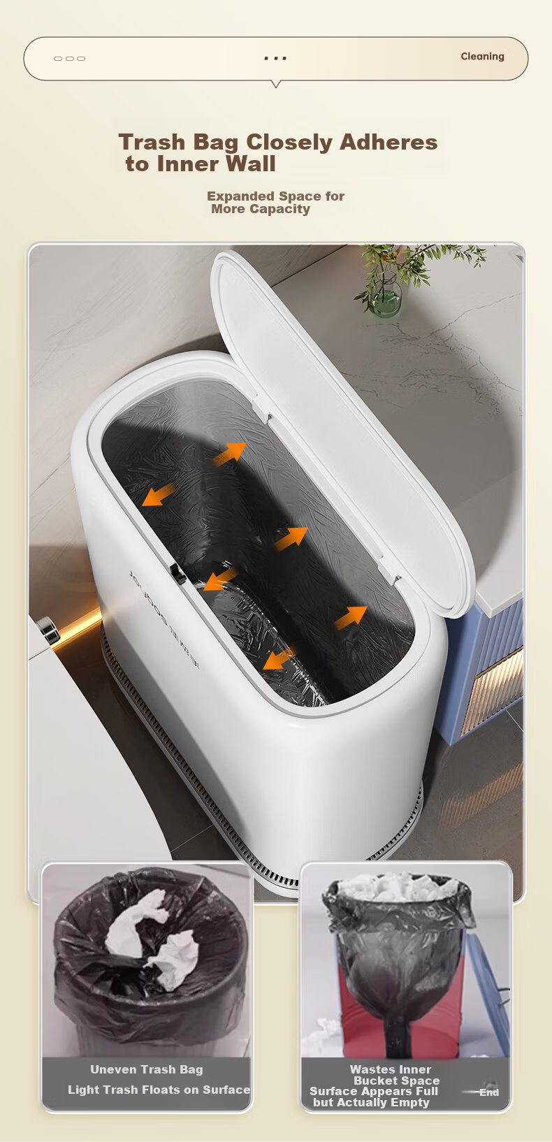 Jiabangshou 8.3L Air Pressure Press-Open Trash Can White Bathroom Odor-Proof Toilet Waste Bin 4